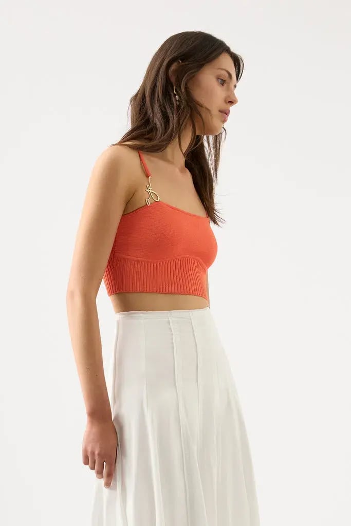 Aje Lucia Knit Bustier Top Coral Orange Size M/10 photo 3