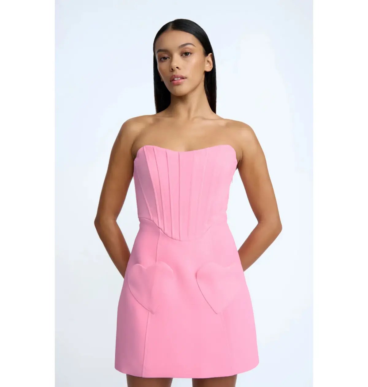 By Johnny Celeste Corset Heart Mini Dress Pink Size AU 10 photo 2