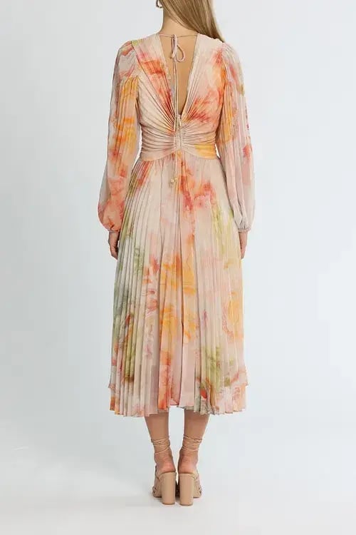 Ministry of Style Sunrise Midi Dress Blush Multi Print Size 14 photo 3