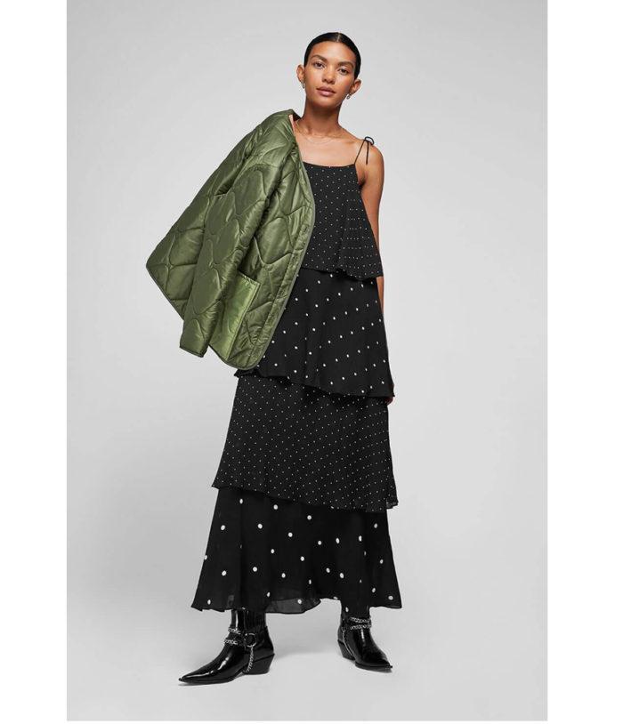 Anine Bing Polka Dot Tiered Dress Black Size 6 photo 3