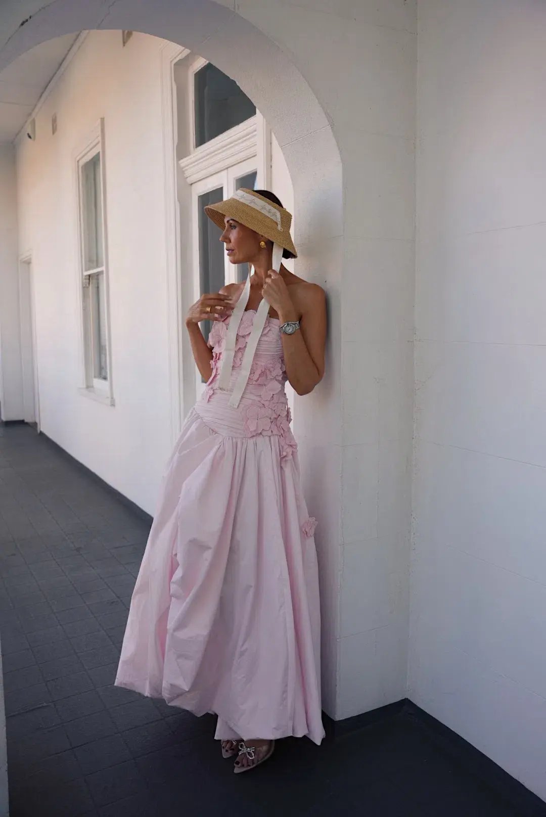 Aje Splendour Flower Gown Pastel Pink Size 6 photo 3