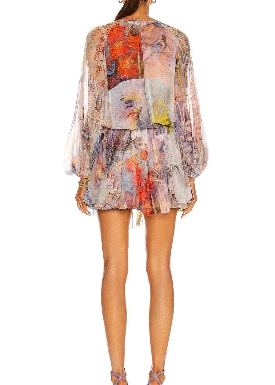 Zimmermann Luminous Tie Side Mini Dress Print Size 12 photo 2