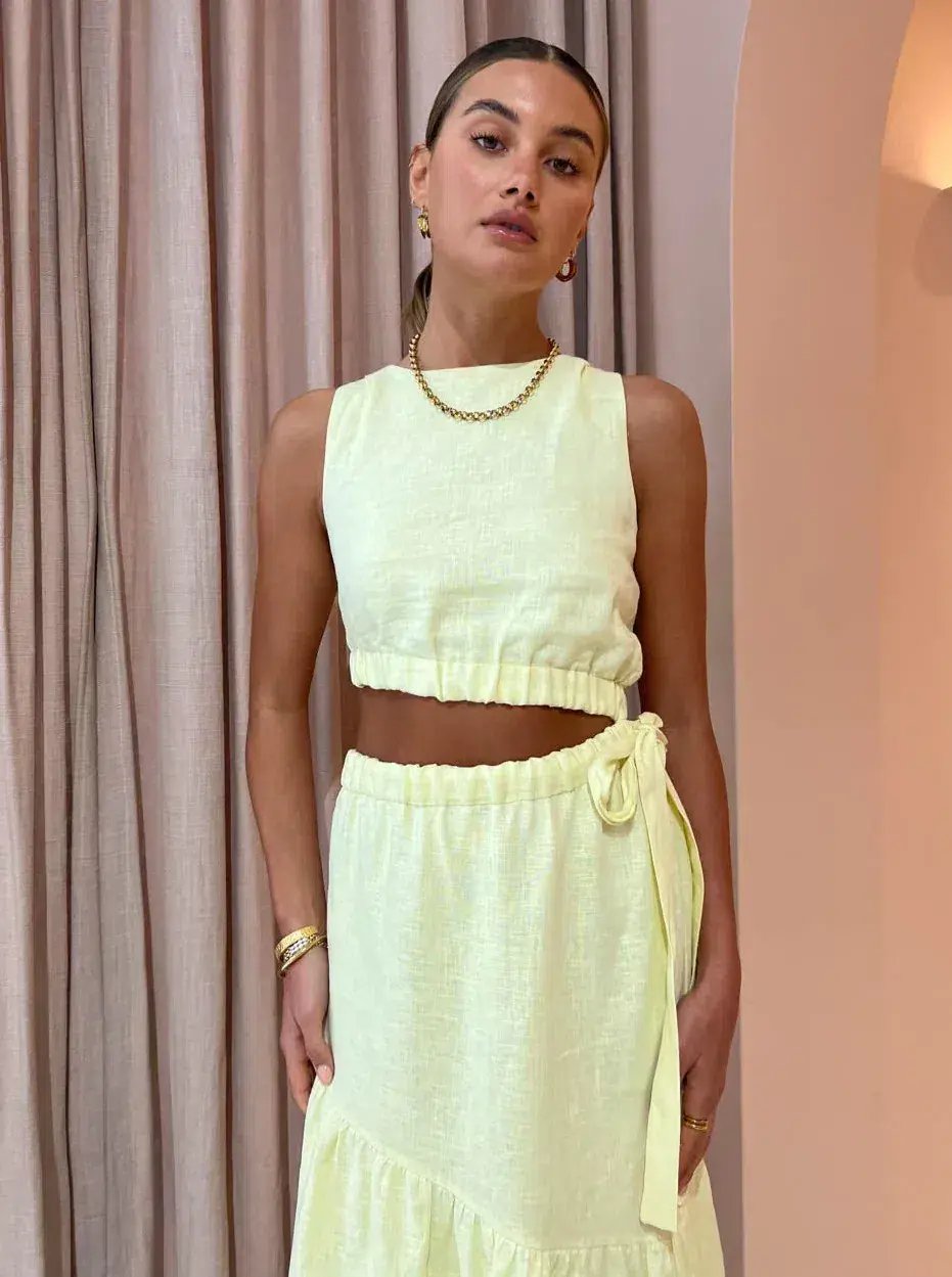 Sir the Label Francesca Asymmetrical Cut Out Dress in Butter Yellow Size 0/AU 6 photo 2