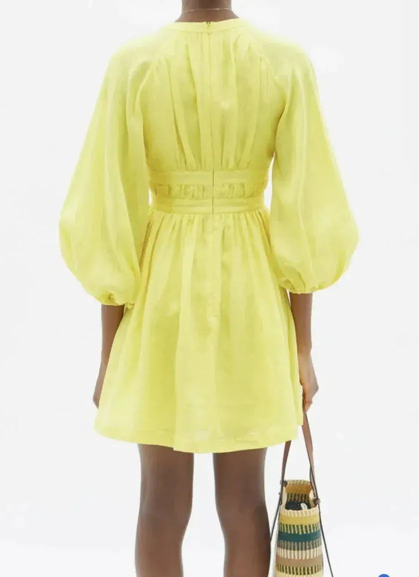 Zimmermann Shelly Plunge Bow Mini Dress Yellow Size 3/ Au 14 photo 4