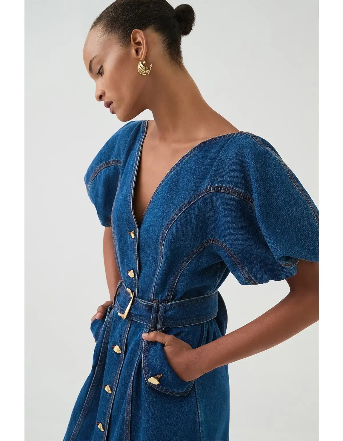 Aje Harper Denim Midi Dress in Classic Wash Size 6/XS photo 5