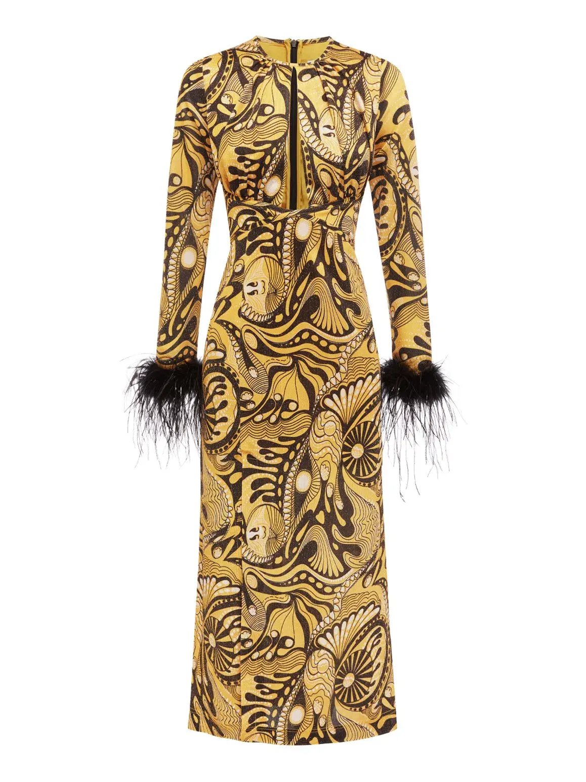 Alice McCall Gold Dust Feather Midi Dress Gold Size 4 /AU 8 photo 5
