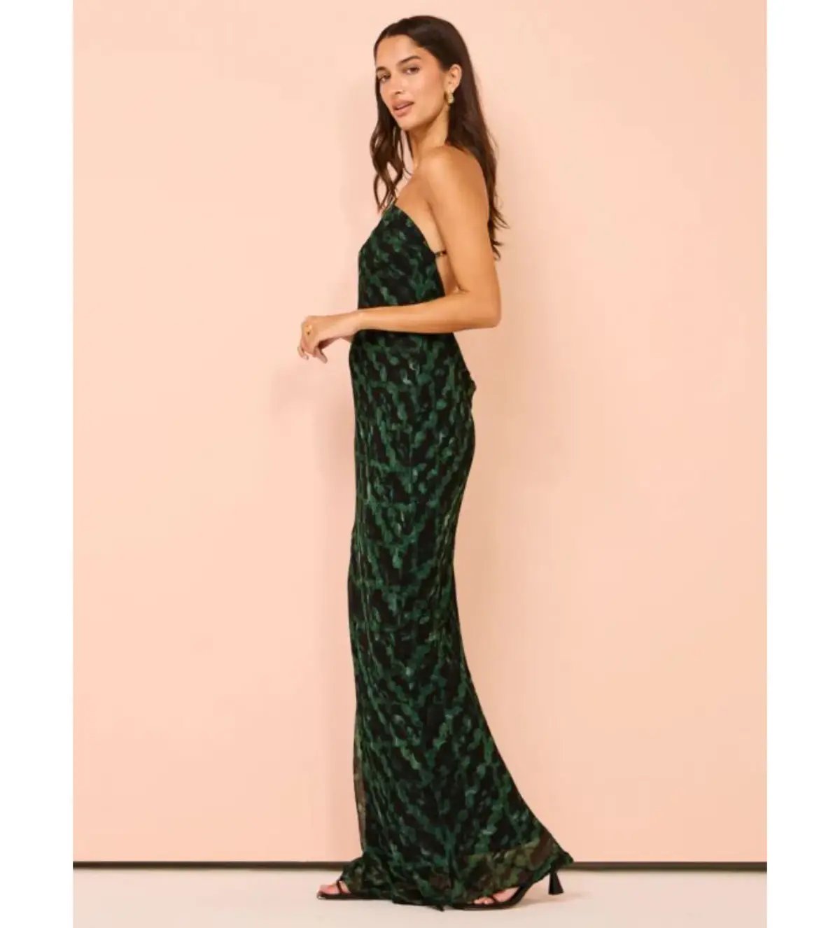 Shona Joy Remi One Shoulder Cowl Back Maxi Dress in Rosemary/Black Size AU 8 photo 2