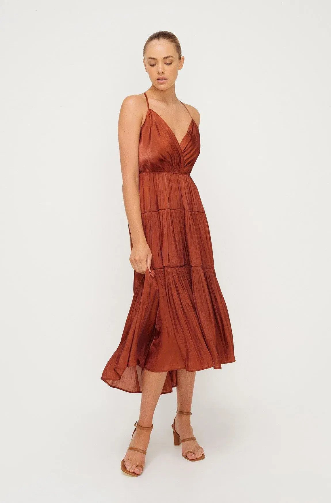 Sheike Womens Cascade Midi Dress Copper Size 16 photo 2