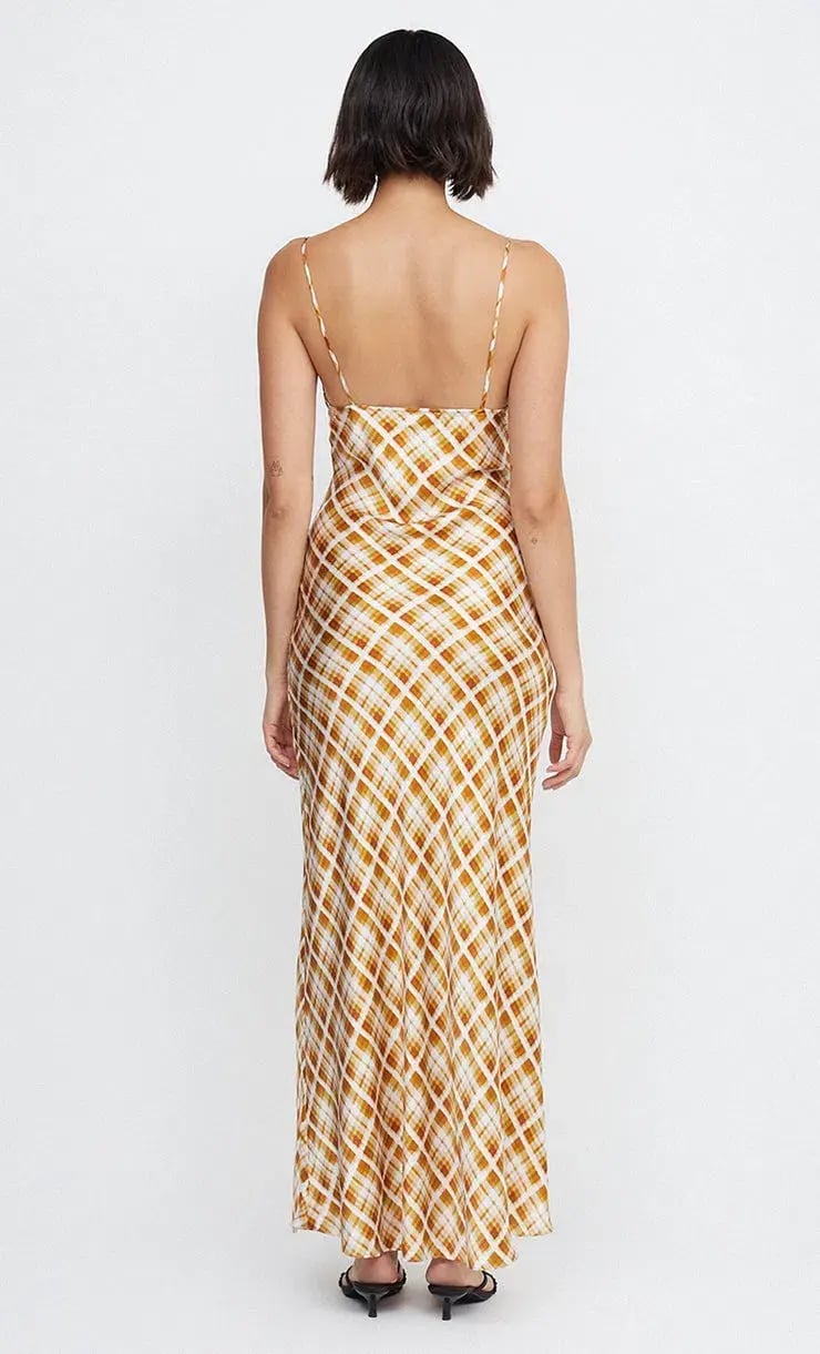 Bec & Bridge Amber V Maxi Dress Sunflower Check  Print Size 12 photo 2