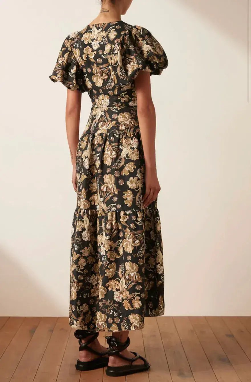 Shona Joy Palermo Plunged Short Sleeve Midi Dress Black Size AU 16 photo 3