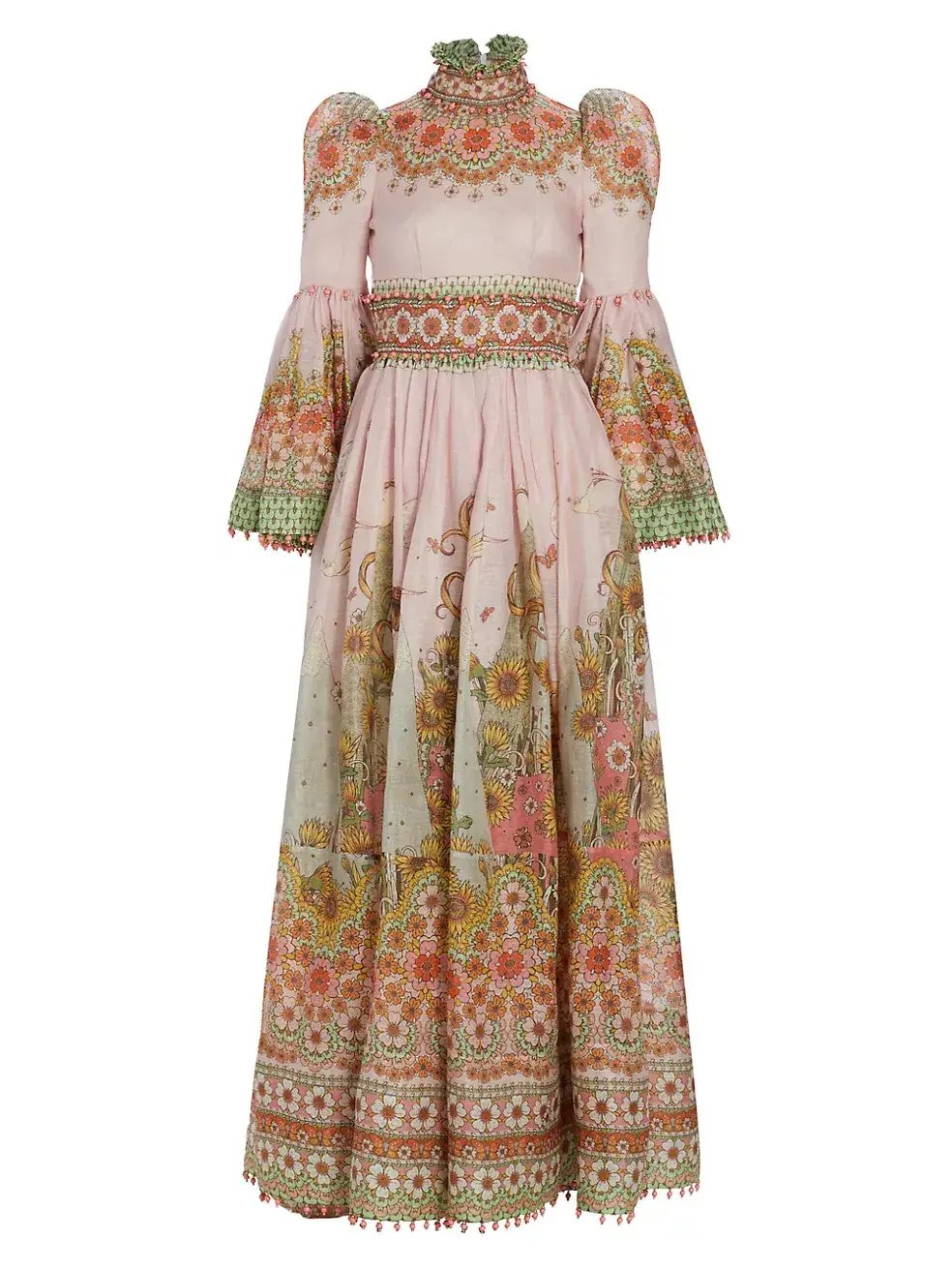 Zimmermann Kaleidoscope Kaleidoscope Bell-Sleeve Gown Leo Zodiac Print Size 0/Au 8 photo 4
