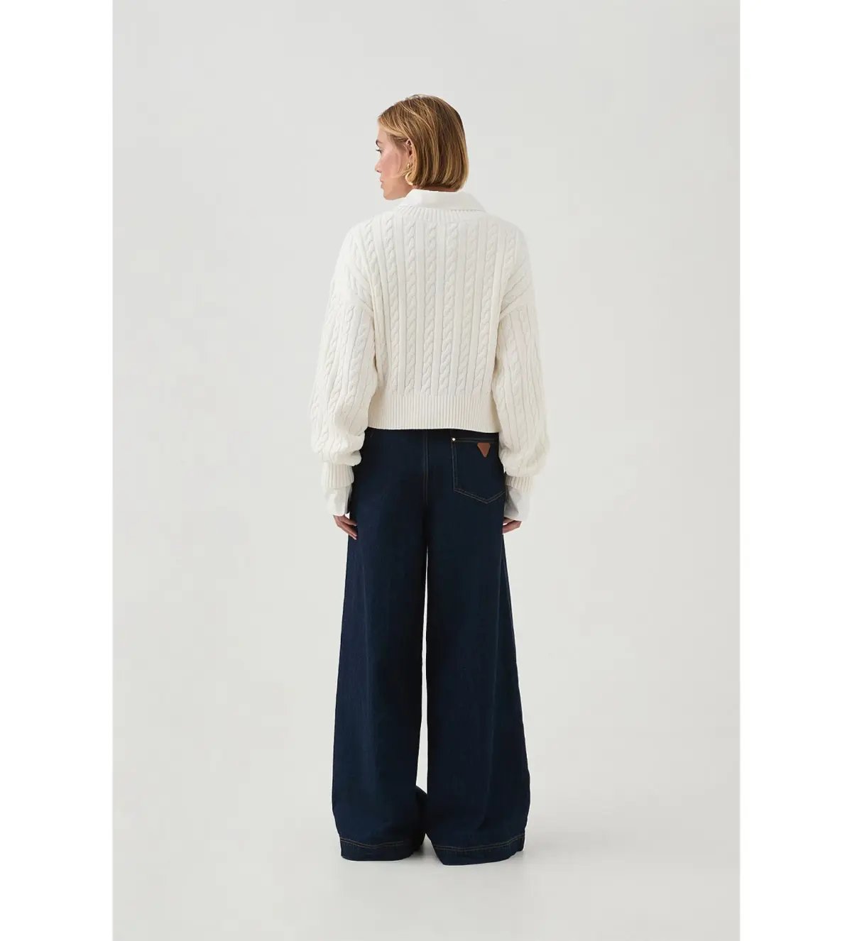 Aje Naia Cropped Cable Knit in Ivory Size photo 3
