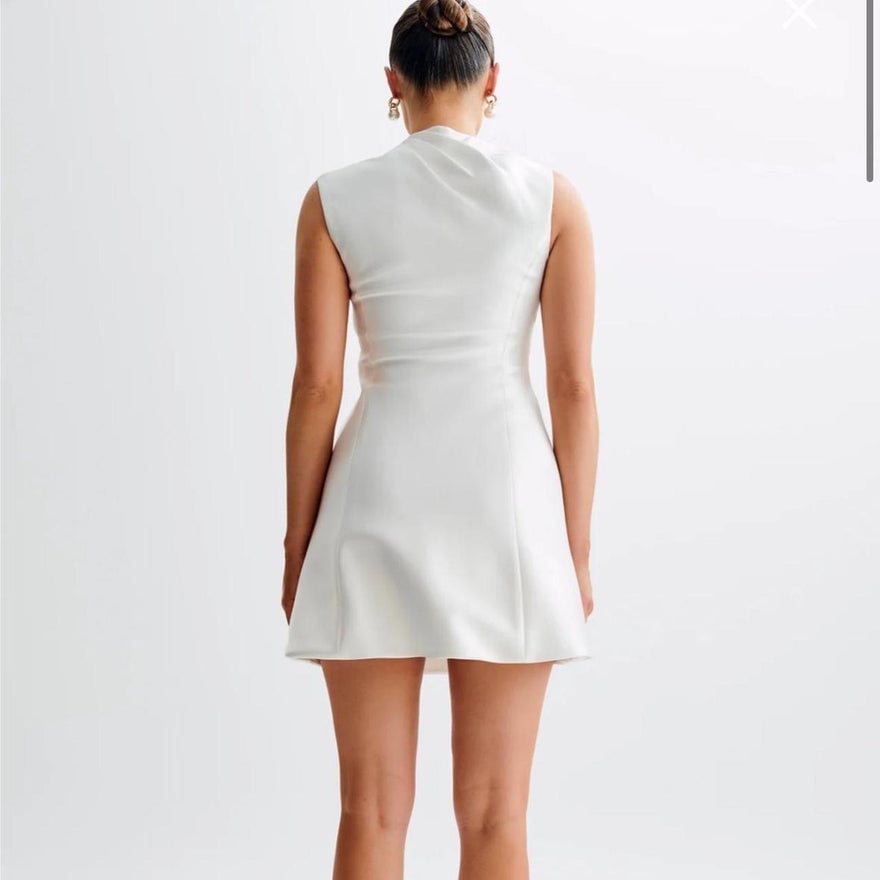 Meshki Granger Satin Structured Mini Dress - White photo 4