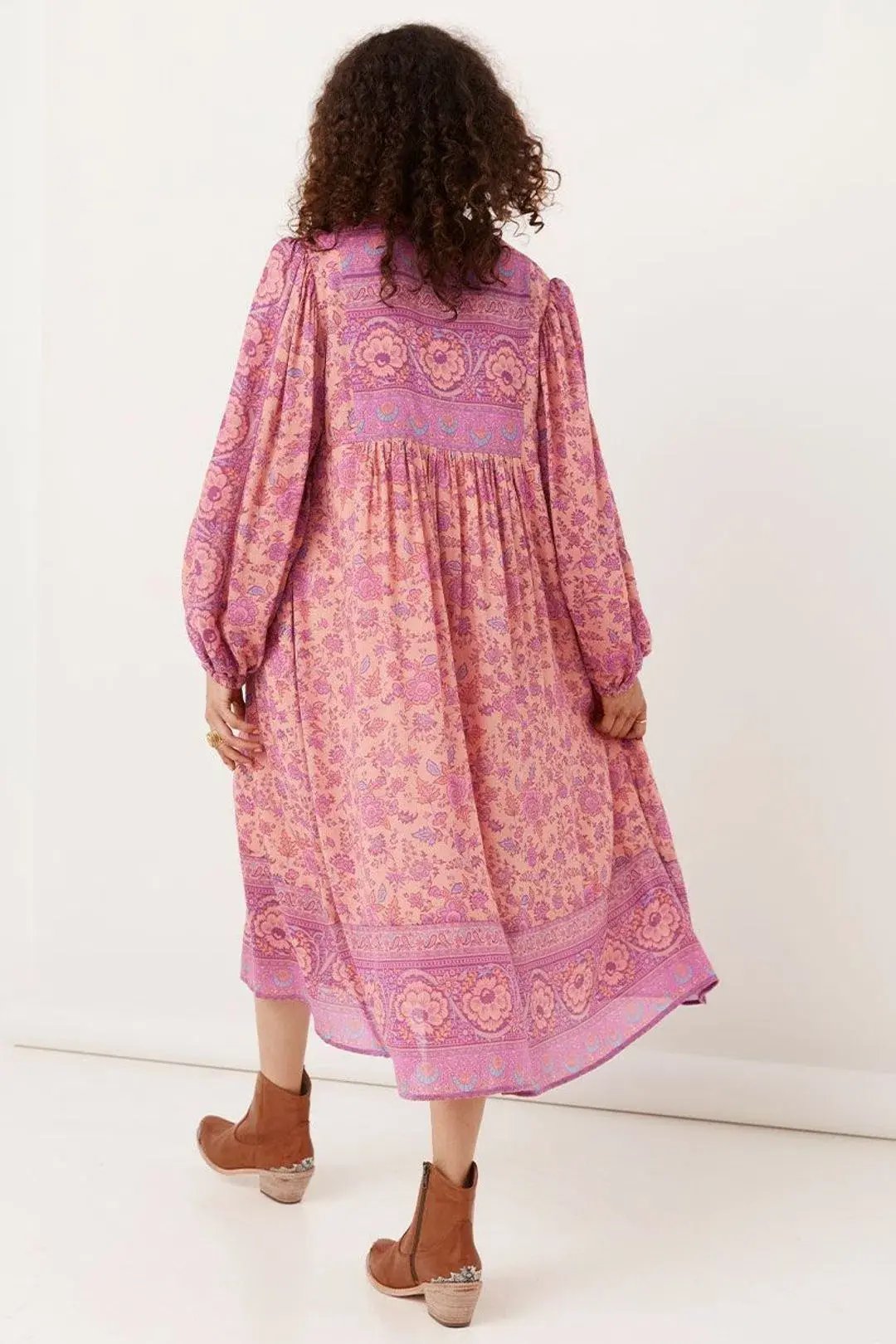 Spell The Folk Song Boho Dress Pink Size 10 photo 3