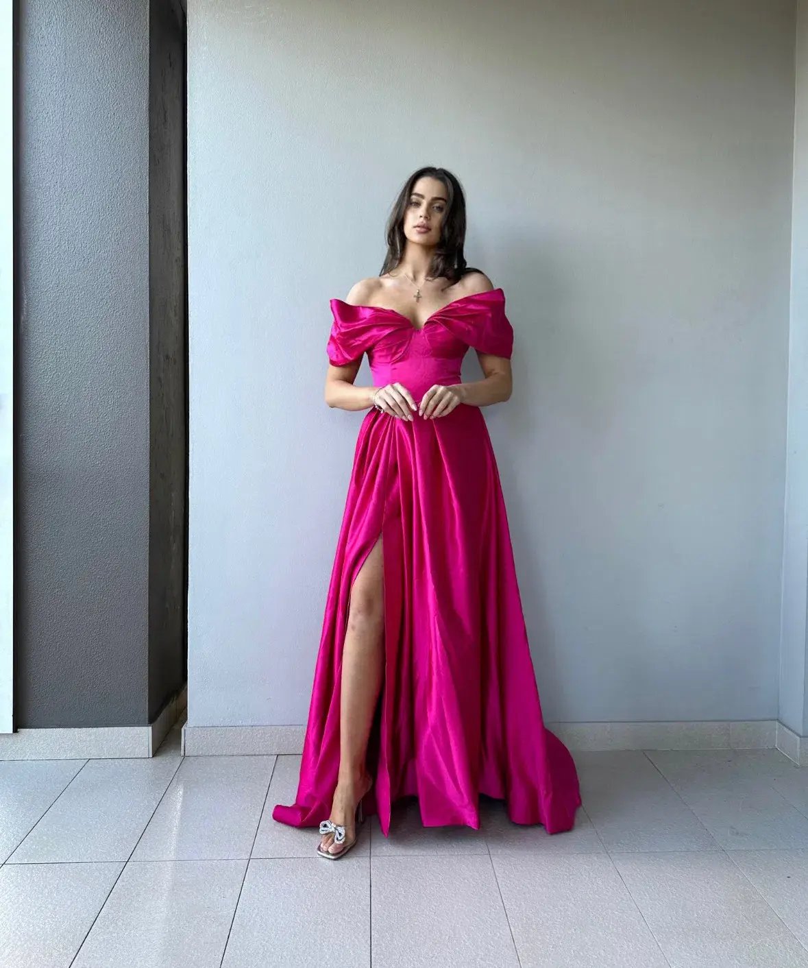Custom Off Shoulder Formal Gown Pink Size 8/10 photo 2