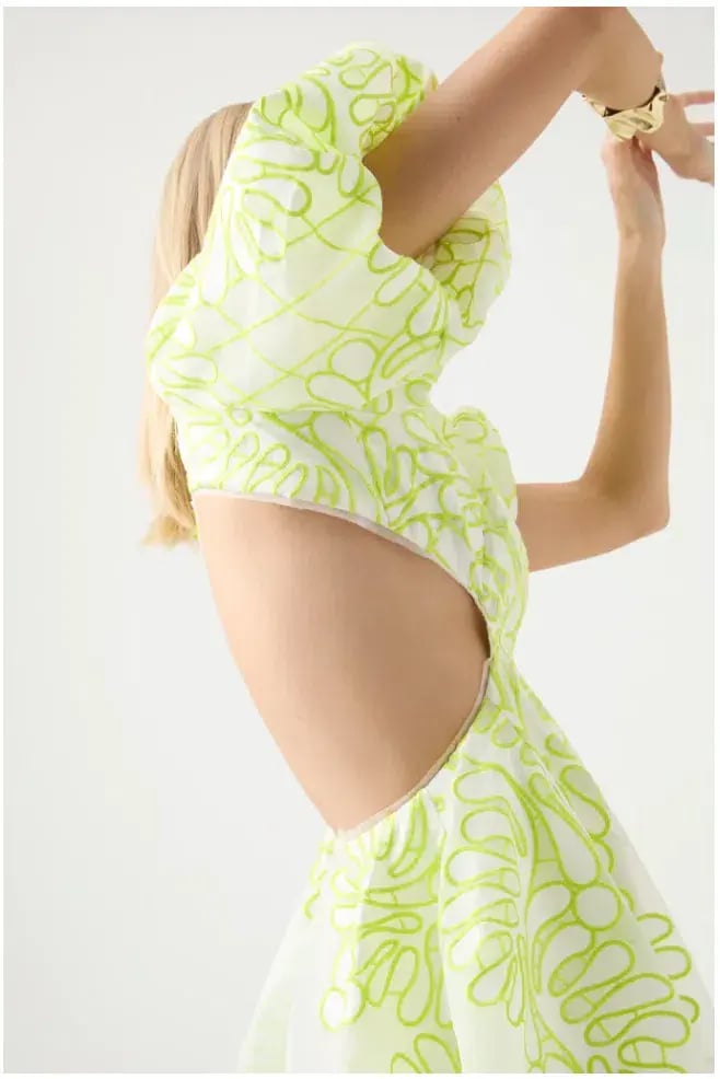 Aje Botanical Applique Mini Dress Ivory/Citrus Yellow Size XXS / AU 4 photo 5