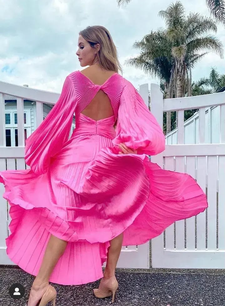 Acler Palms Pink Confetti Long Sleeve Midi Dress Pink  Size 6 photo 3