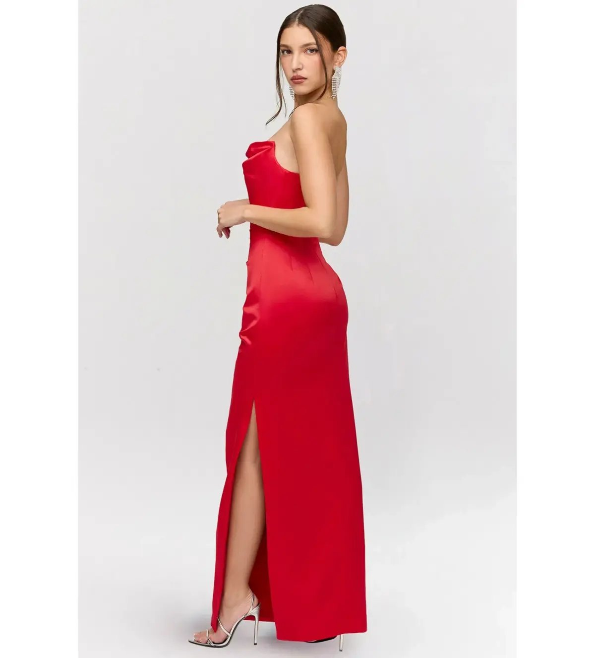 House of CB Adrienne Satin Gown Scarlett Size L/AU 12-14 photo 2