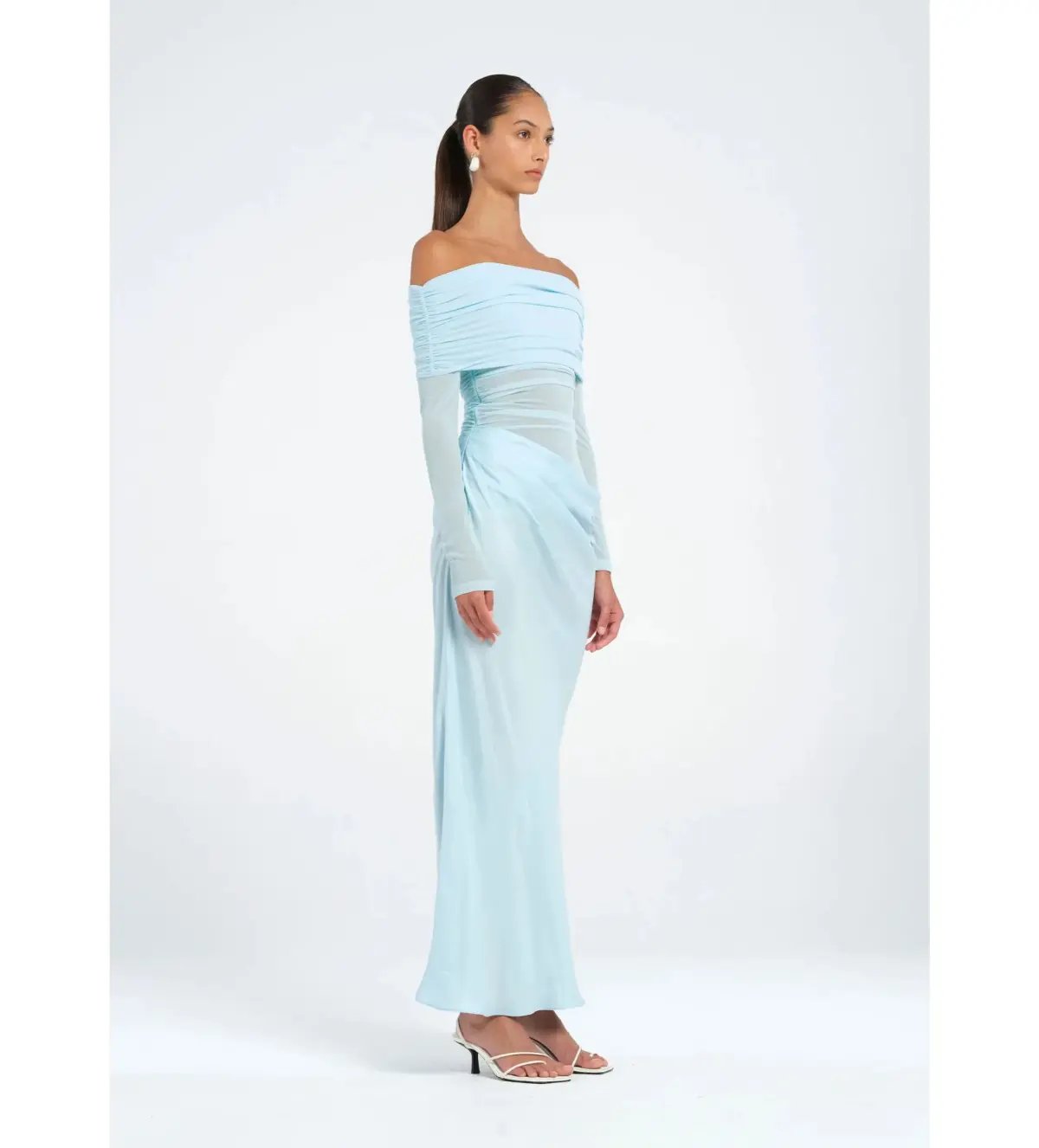 Benni Yasmin Off Shoulder Maxi Dress Baby Blue Size 6 photo 2