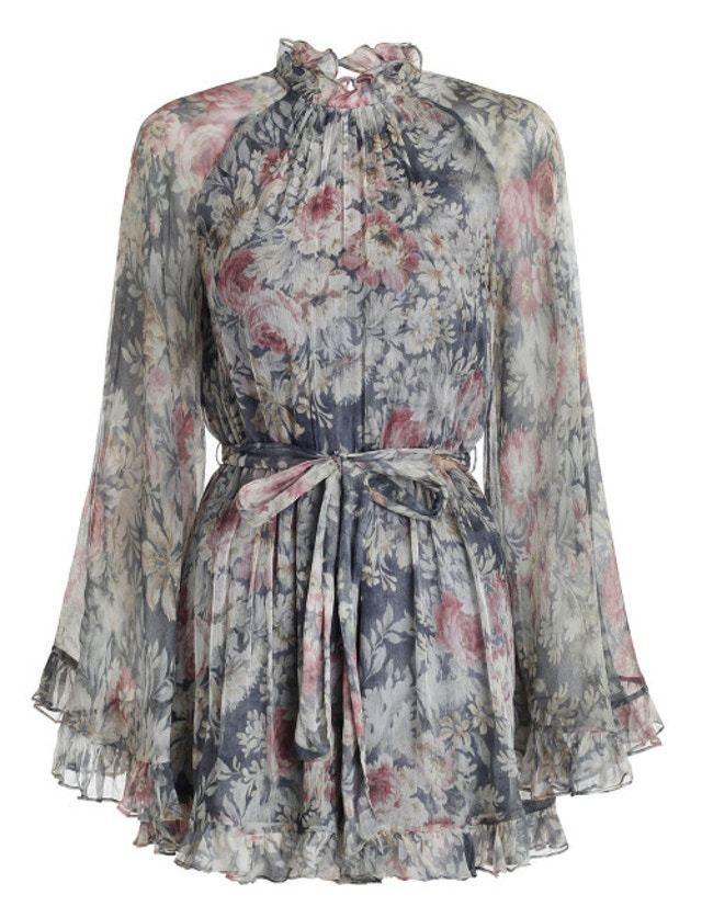Zimmermann Cavalier Playsuit Grey Smoke Floral Size 0 / AU 8 photo 6