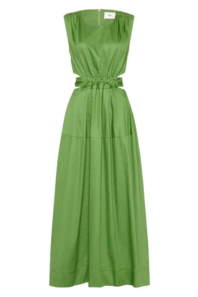Aje Zorina Tie Cutout Midi Dress Sleeveless Fern Green Size AU 12 photo 4