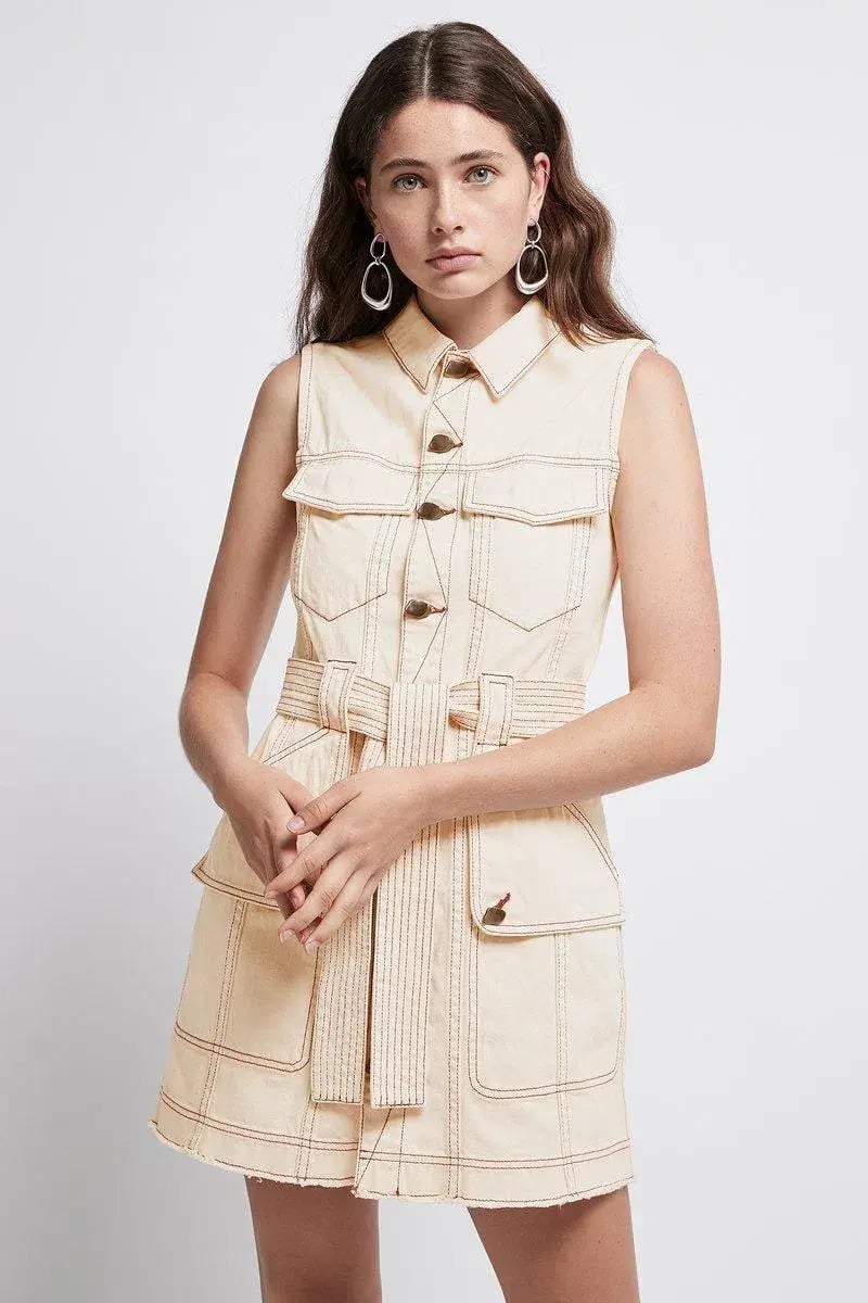 Aje Silvatica Mini Dress Beige Size 6 photo 2