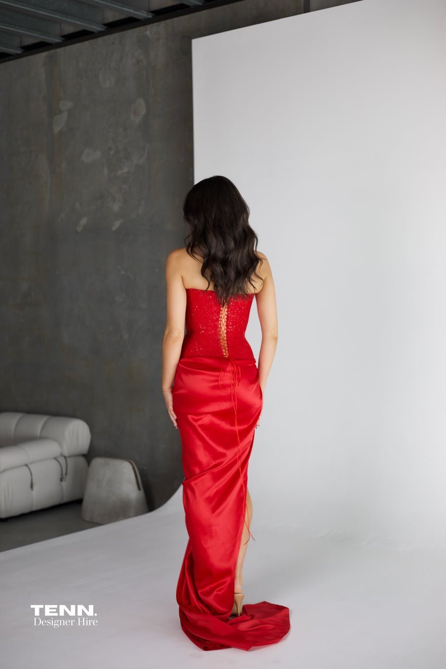 Lia Stublla Duchess Gown - Red photo 3