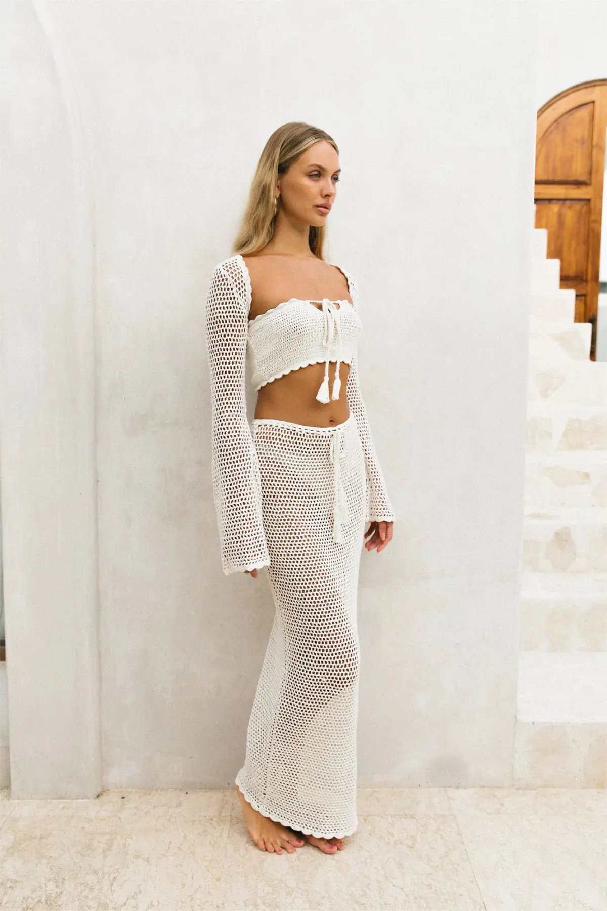 Isabelle Quinn Lola Bandeau & Rosalie Maxi Skirt Set Ivory  Size 8 photo 3