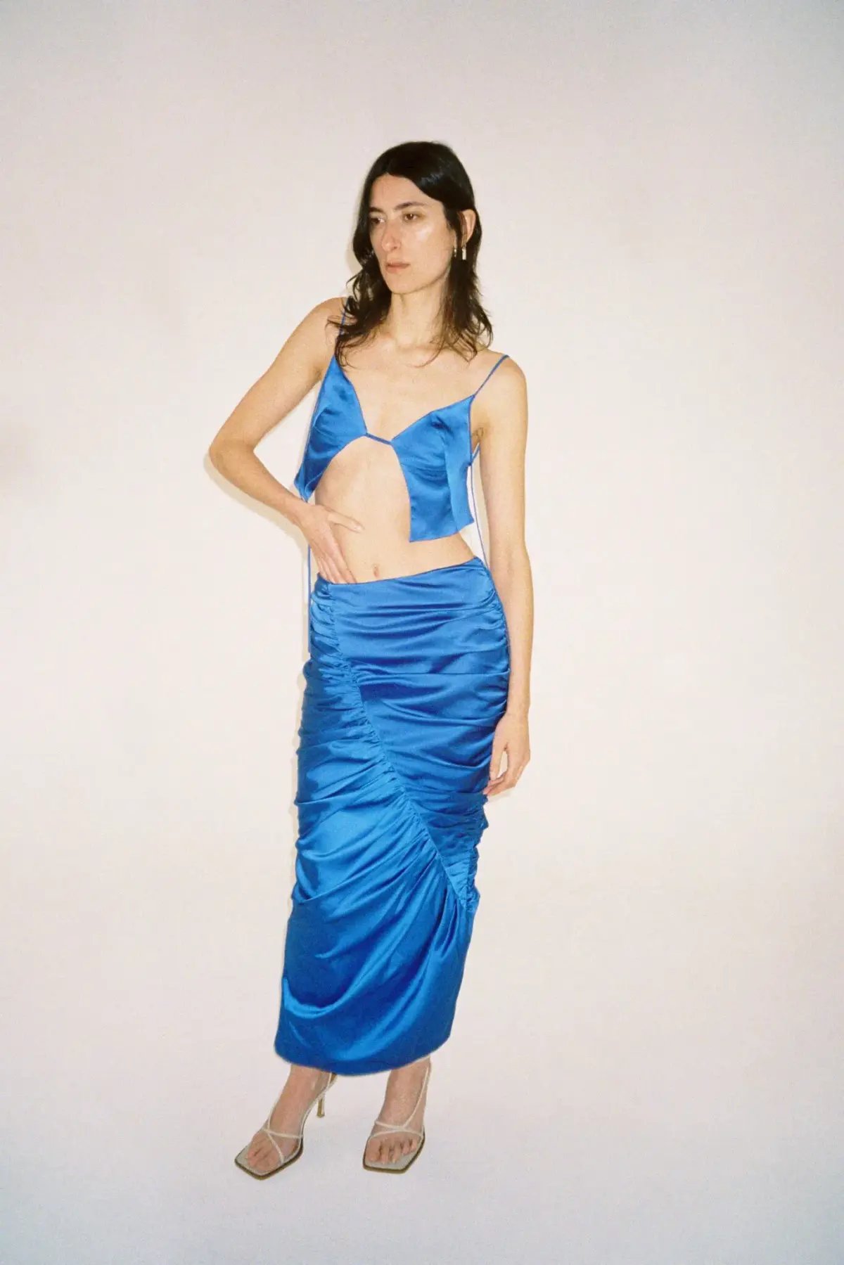 Kourh Otto Top & High Twisted Skirt Set in Cobalt Blue Size 8 photo 2