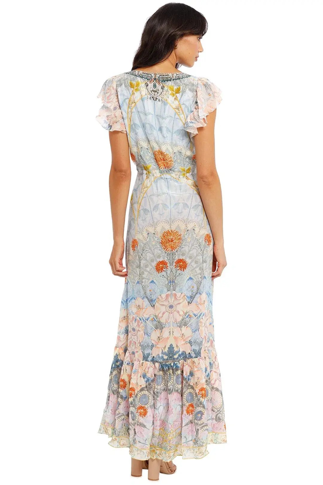 Camilla Morris Muse Ruffle Wrap Dress Silk Floral Size L/Au 14 photo 3