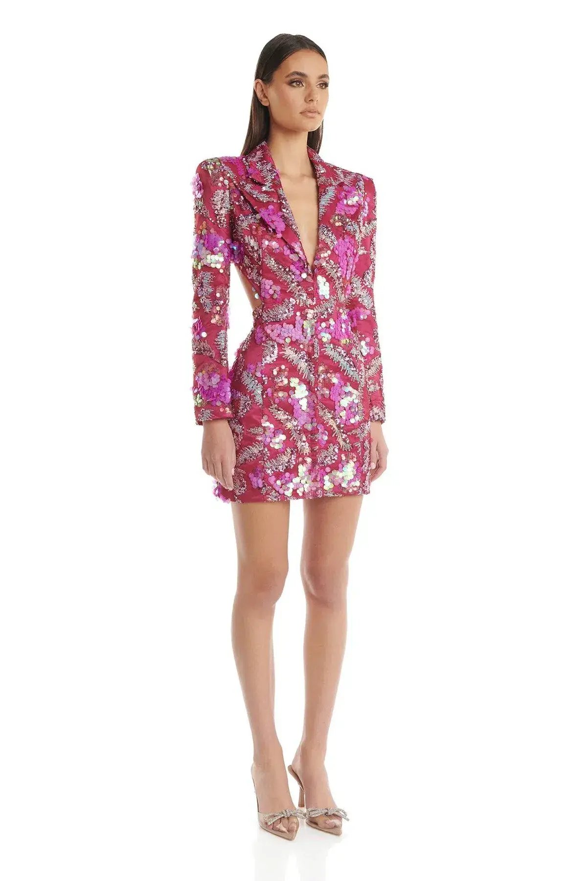 Eliya The Label Erica Mini Blazer Dress Pink Sequin Size XL / AU 14 photo 6