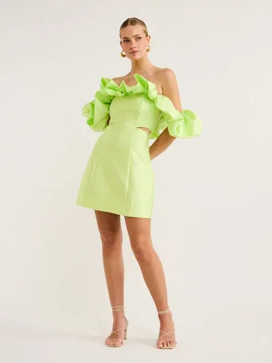 Alemais Suzi Off Shoulder Dress Charteuse Size 6 photo 3