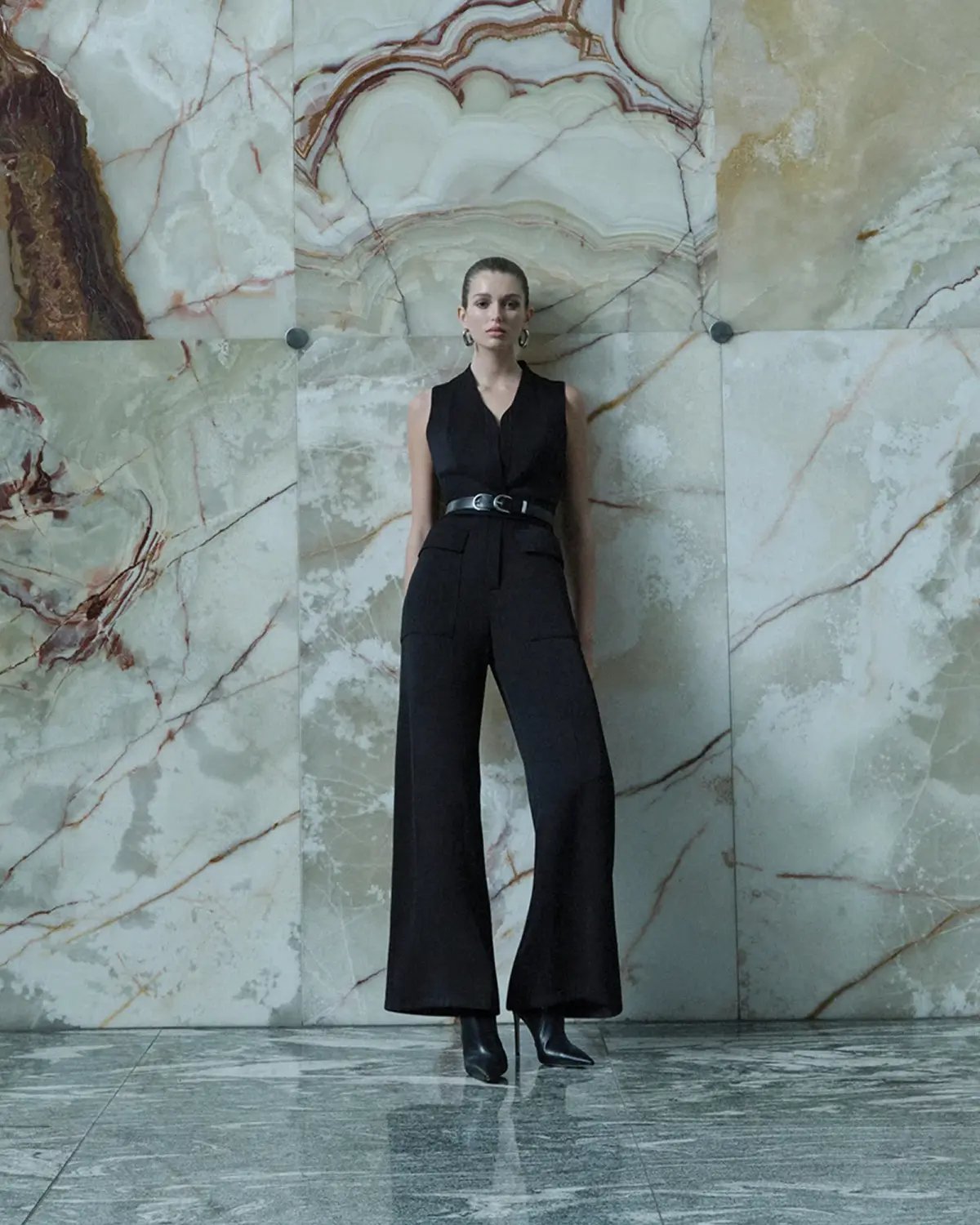 Cue Twill Utility Jumpsuit Black Size 14 photo 4