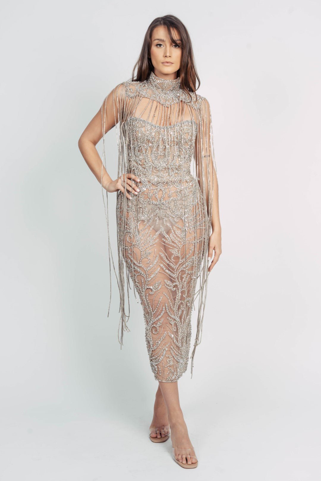 DALYLA FRINGE DRESS BY ALBINA DYLA NUDE photo 4