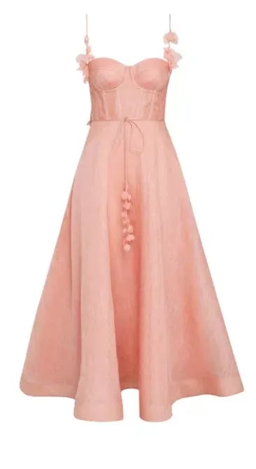 Zimmermann Wonderland Midi Corset Dress Dusty Pink Size 1 / AU 10 photo 3