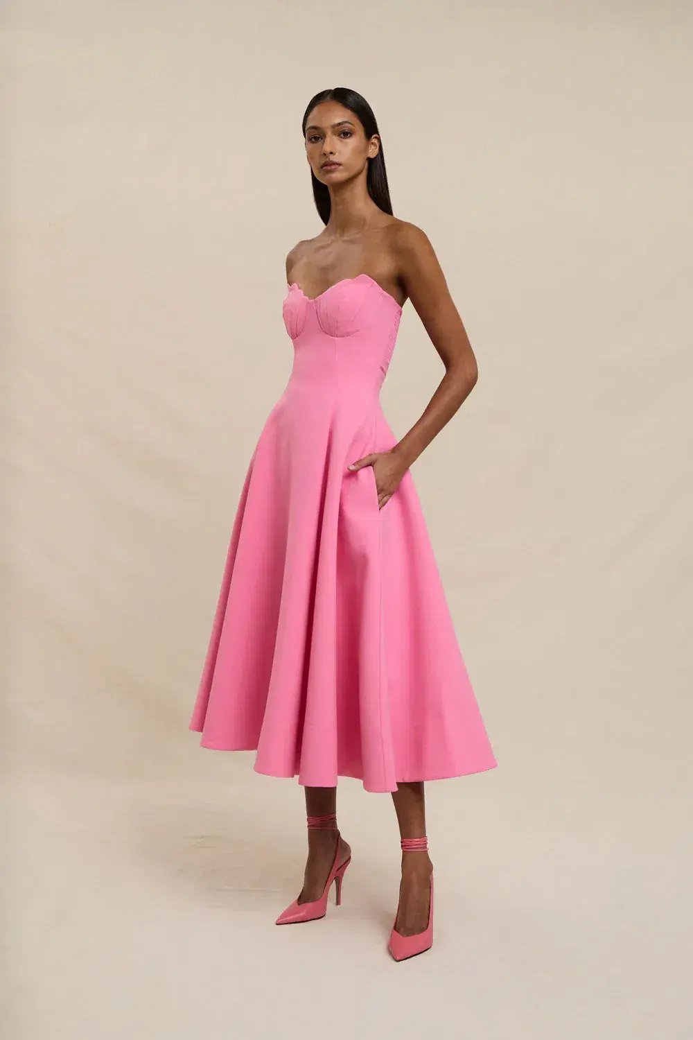 By Johnny Venus Shell Strapless Dress Pink Size AU 10 photo 2