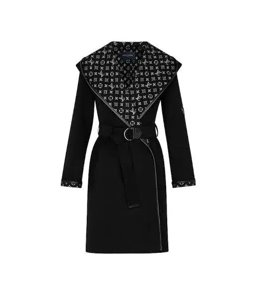 Louis Vuitton Hooded Wrap Coat Black Size AU 8 photo 3