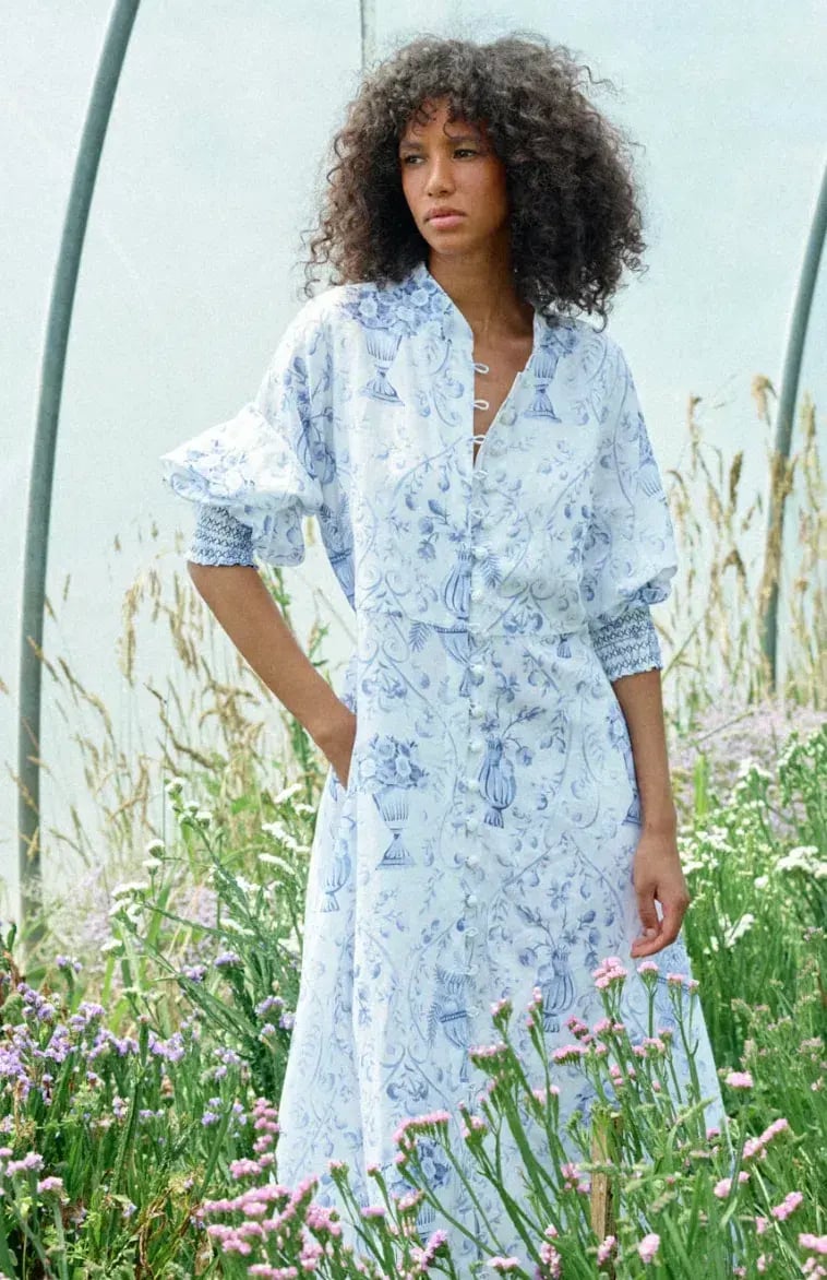 Binny La Casa Azul Midi Dress Blue Print Size 8 photo 3
