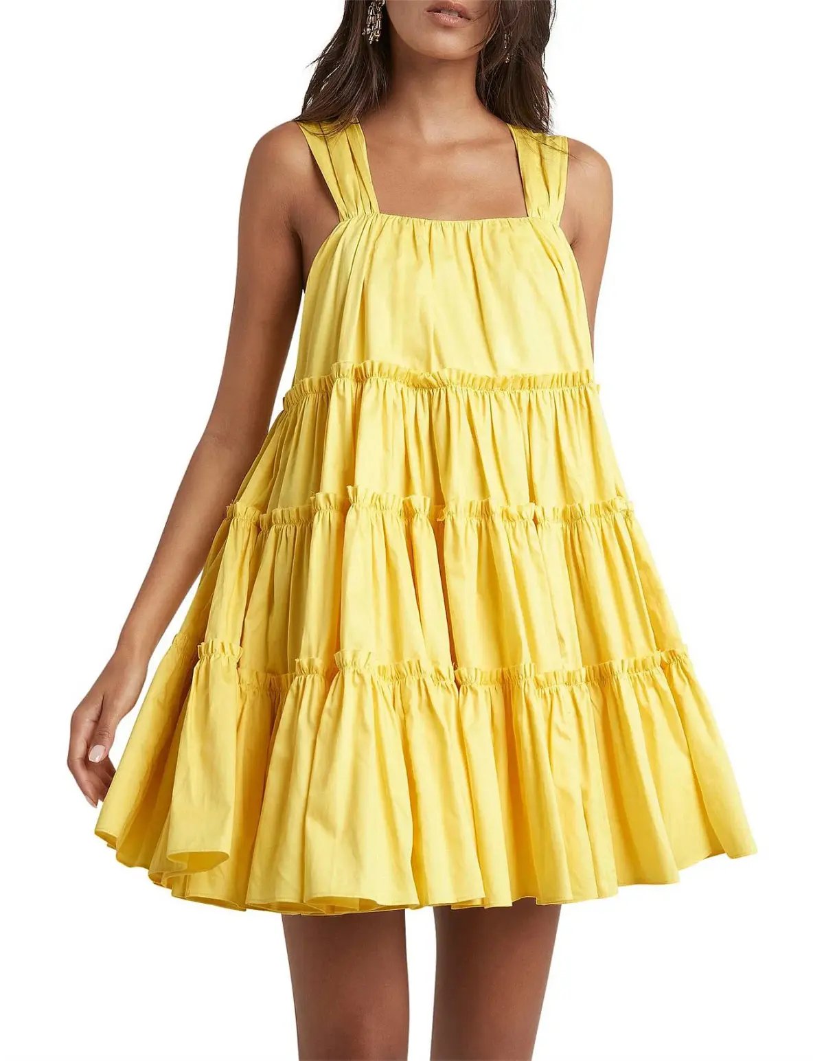 Aje Soltice Tiered Mini Dress Yellow Size 6 photo 2