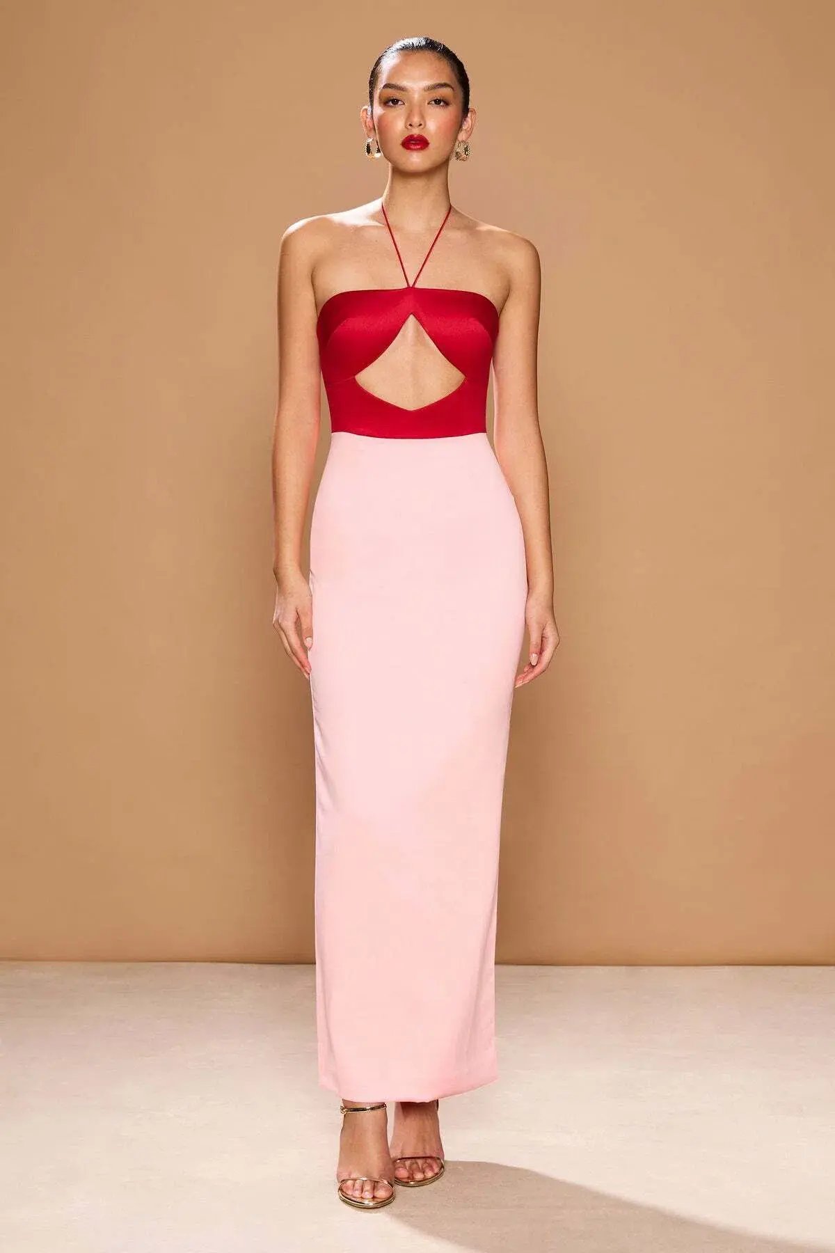Sonya Moda Siena Spliced Midi Dress Red/Pink Size 10 photo 3