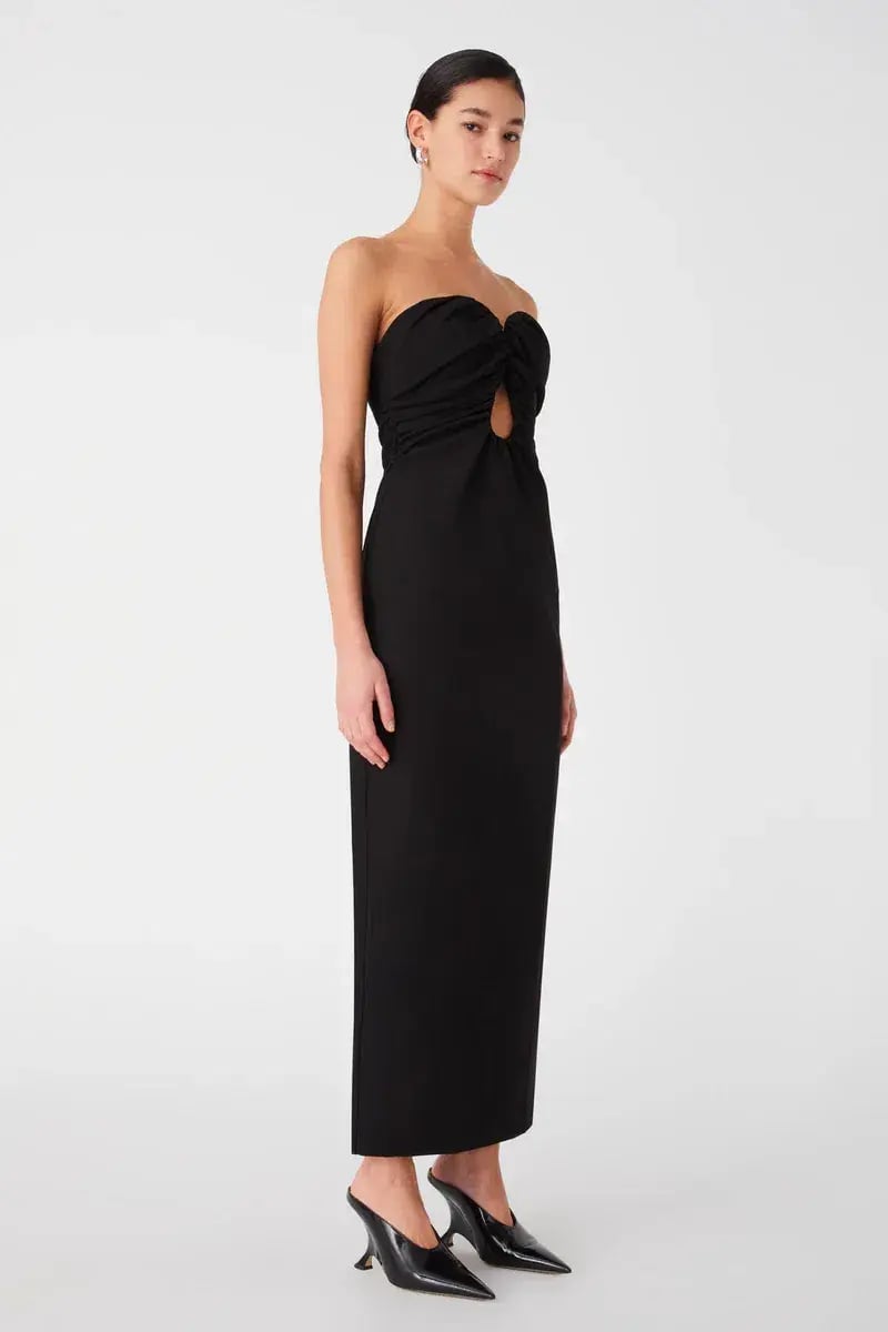 Misha Dani Strapless Maxi Dress in Black Size 10 photo 2
