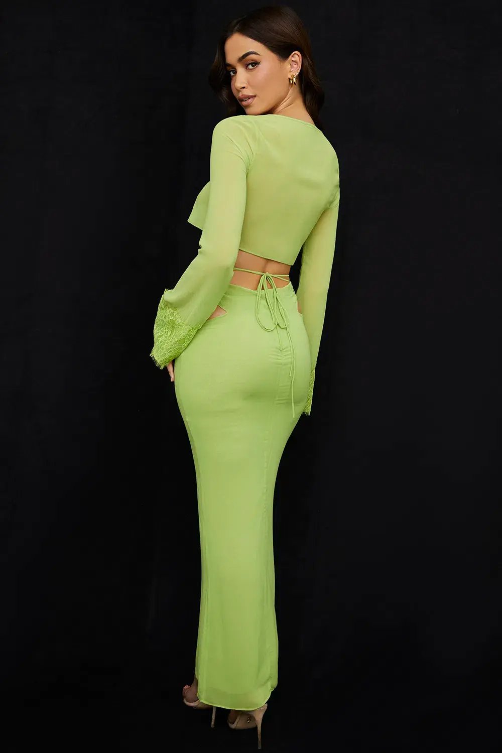 House Of CB Tara Cropped Top and Madeline Maxi Skirt Set Green Size 8 photo 2