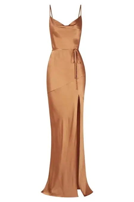 Shona Joy La Lune Bias Cowl Maxi Dress In Copper Size AU 8 photo 2
