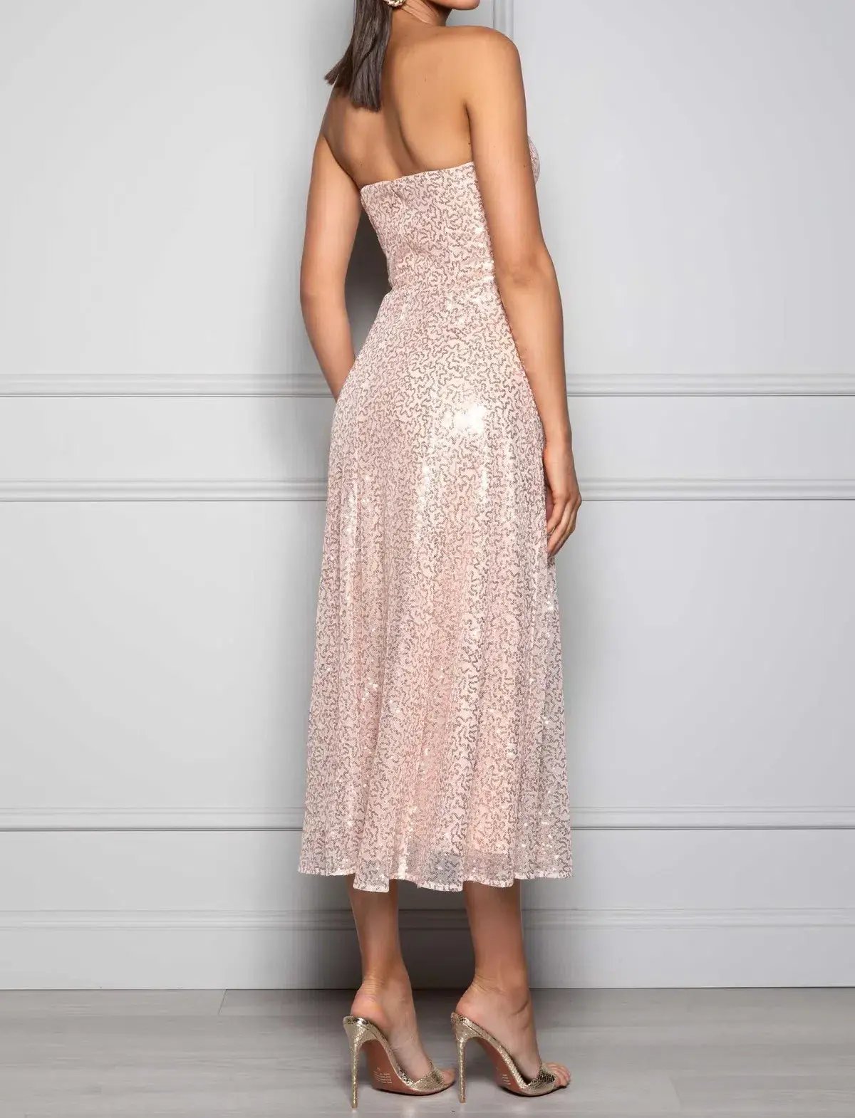 Elle Zeitoune Lana Dress Rose Gold Size 10 photo 3