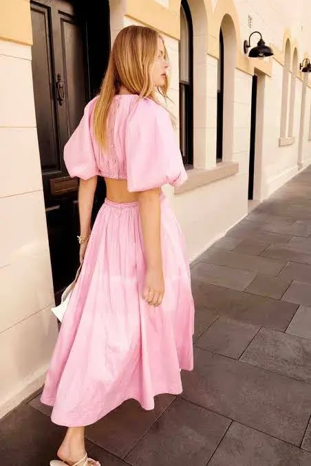 Aje Capucine Puff Sleeve Midi Dress Pink Size L / AU 12 photo 2