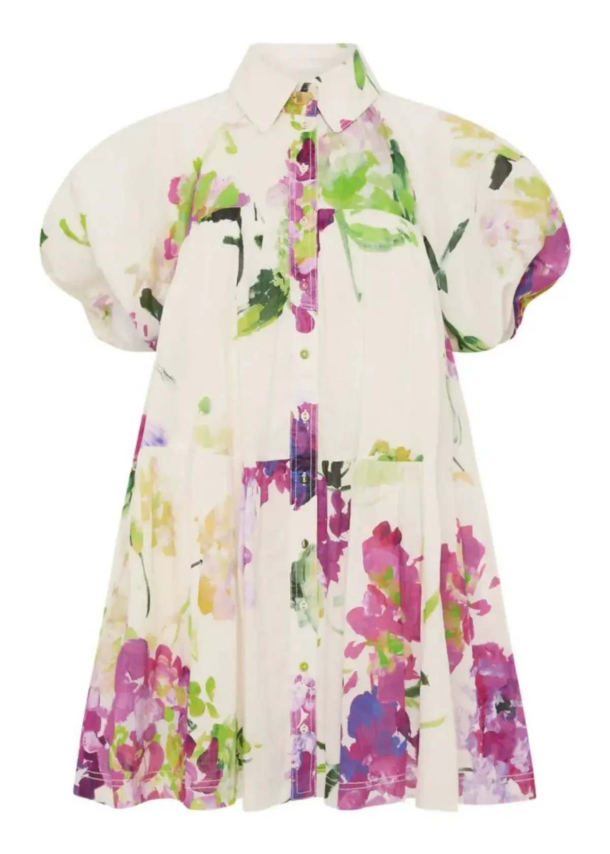 Aje Pablo Smock Mini Puff Sleeve Dress Wild Hydrangea Size 16 photo 10