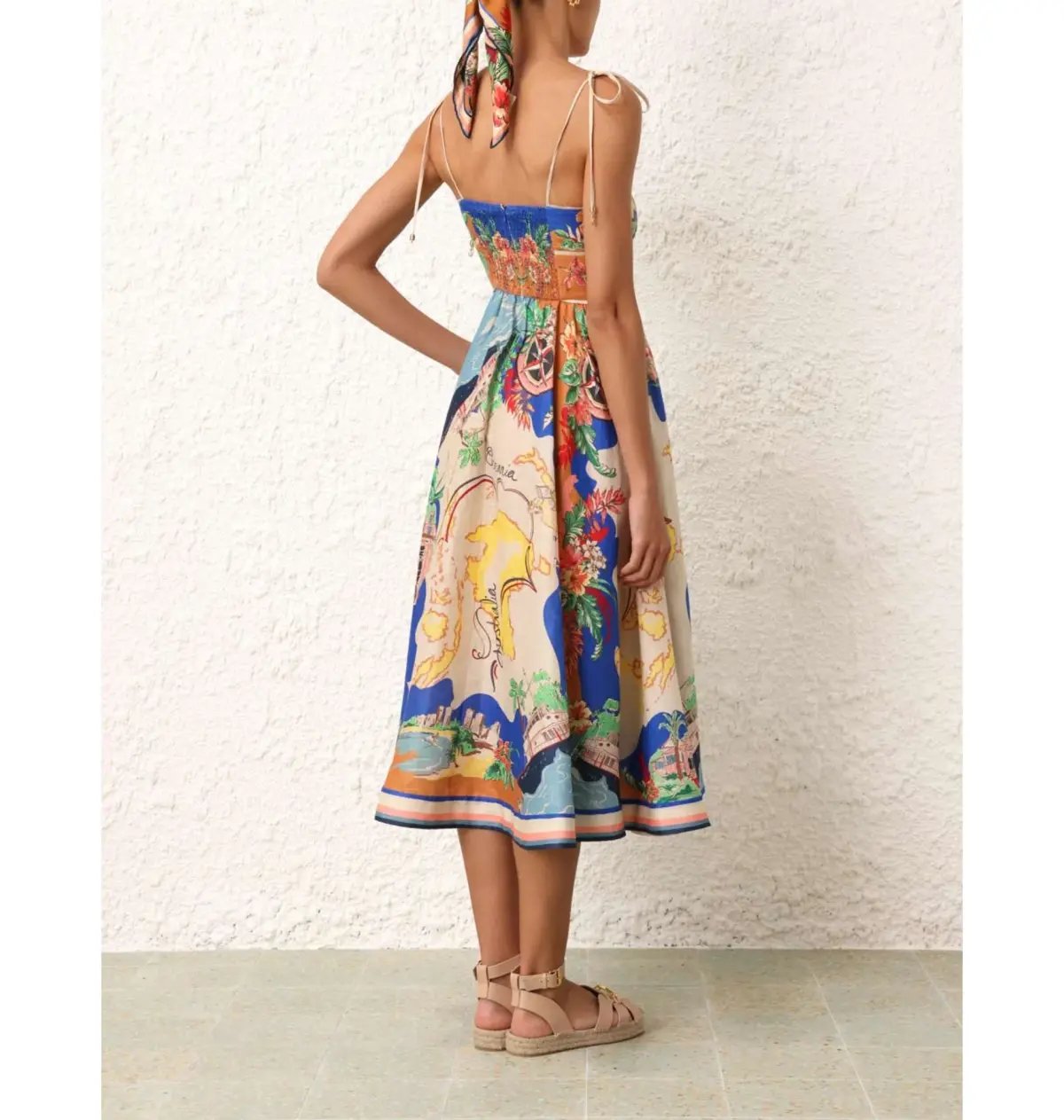 Zimmermann Alight Picnic Midi Dress Nautical Map Print  Size 2 / AU 12 photo 3
