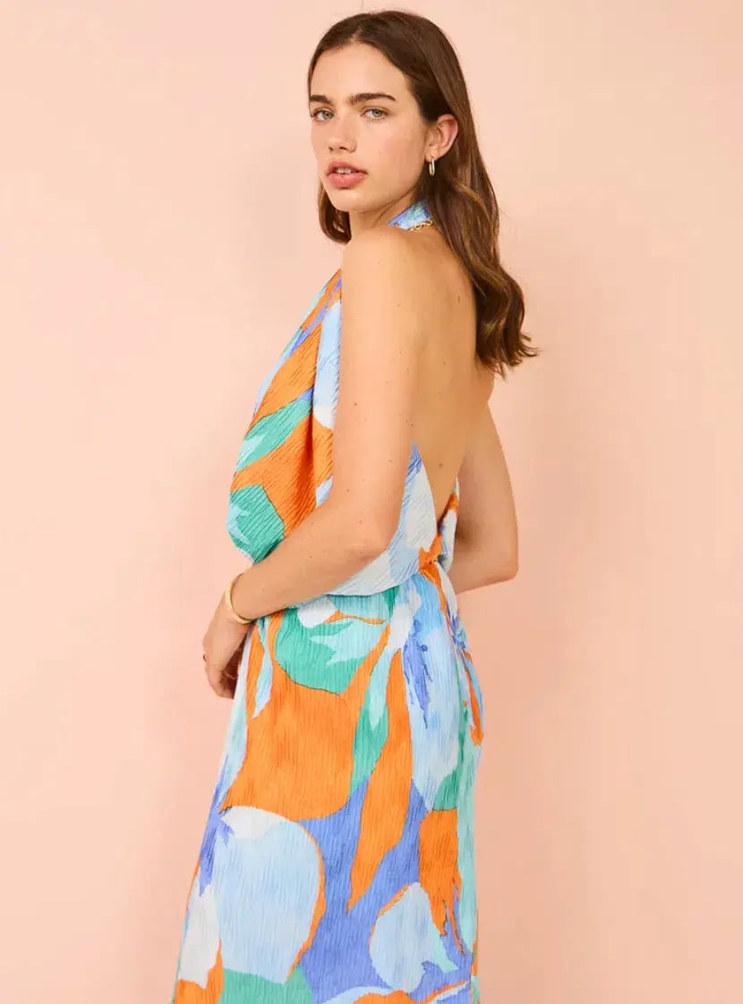 Lidee Riviera Sleeveless Gown In Capri Print Orange Size 6 photo 3