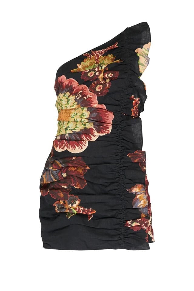 Antipodean Clementine One Shoulder Mini Dress in Onyx photo 2