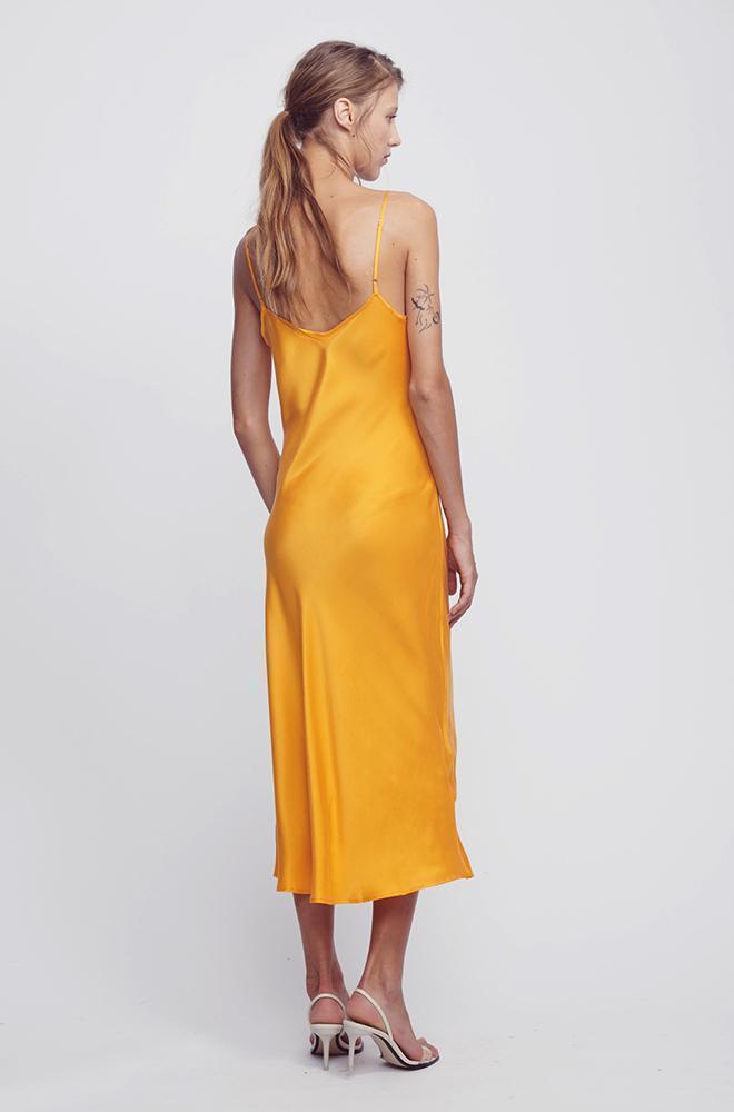 Silk Laundry Classic 90s Silk Slip Dress in Marigold size 12 photo 2